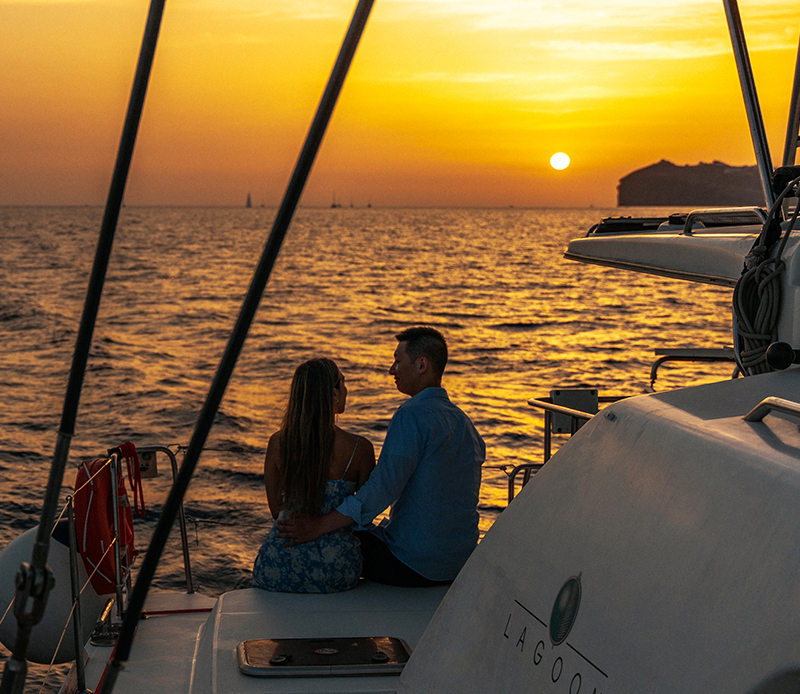 Santorini catamaran sunset proposal
